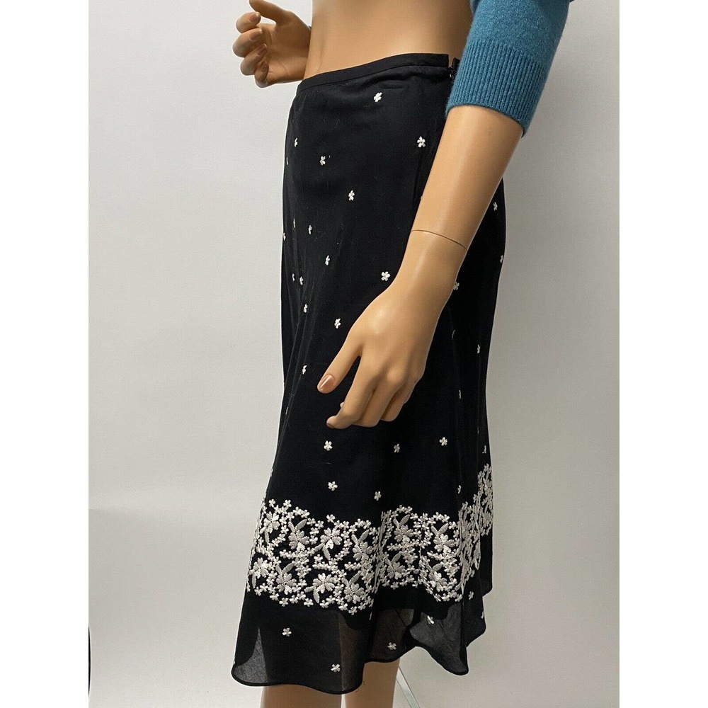 Ann Taylor Loft Tea Party Embroidered A-Line Black And White Polka Dots Size XS - Picture 4 of 8